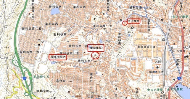 手子神社、白山道、東光禅寺の周辺地図
